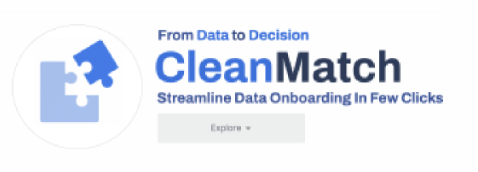 CleanMatch landing page reading From Data to Decision: streamline data onboarding in few clicks